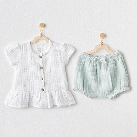 Love Family Müslin 2'li Zıbın Set Mint