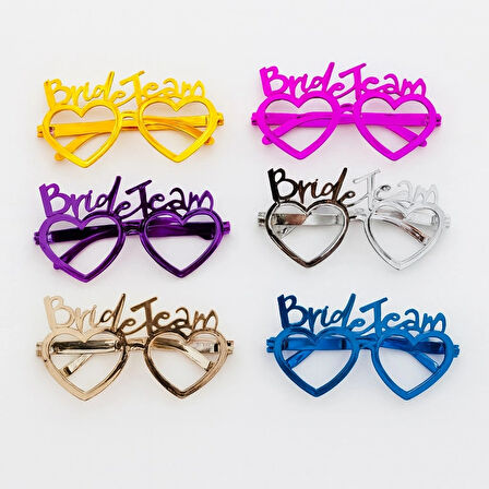 Kalpli Bride Team Gözlük Seti 6 Renk - Kına &amp;amp;amp; Düğün Partileri İçin