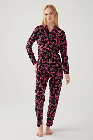 Barbie 1767-s Kadın Gömlek Yaka Pijama Takımı