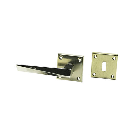 4 Takım Pratik Prizma Oda  Gri Nikel Rozetli Kapı Kolu