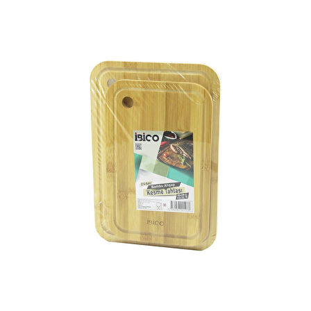 2pcs Setoval Kenarlı - Yuvarlak Delikli Ahşap Bambu Kesim Panosu - Kesme Tahtası 18x28x1cm--22x32x1cm