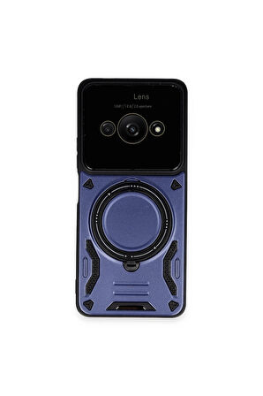 Xiaomi Uyumlu Poco C61 Kılıf Joy Lens Standlı Kapak - Lacivert