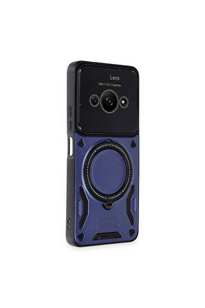 Xiaomi Uyumlu Poco C61 Kılıf Joy Lens Standlı Kapak - Lacivert