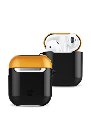 Airpods 2 (2.nesil) 3in1 Kılıf - Siyah-Sarı
