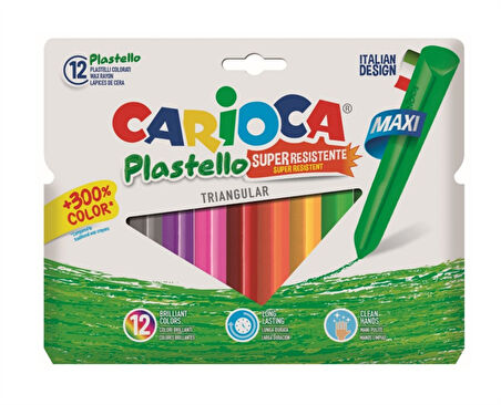 Carioca Jumbo Üçgen Elleri Kirletmeyen Yıkanabilir Pastel Boya Kalemi 12'Li
