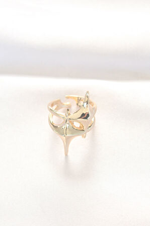 Yıldız Model Gold Renk Ayarlanabilir Yüzük - TJ-BYK3144