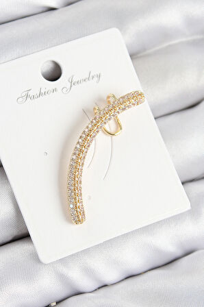Pirinç Zirkon Taşlı Model Gold Renk Sağ Kıkırdak Küpe - TJ-BKP10992