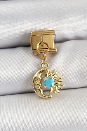 316L Çelik Sallantılı Ay Ve Güneş Model Gold Renk Nomination Charm - TJ-BC1435