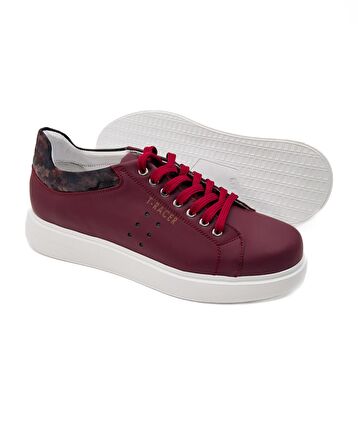 T-Racer Hakiki Deri Bordo Erkek Sneaker Numara 44