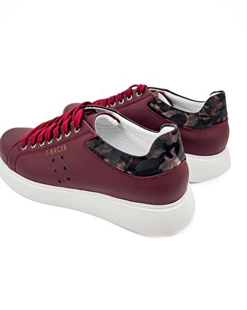 T-Racer Hakiki Deri Bordo Erkek Sneaker Numara 44