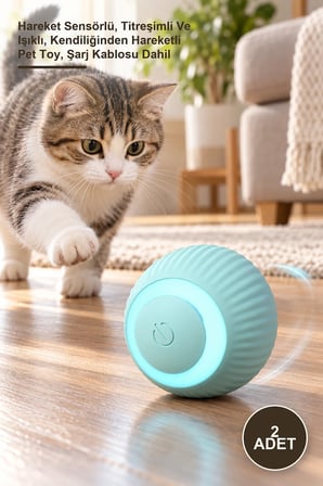 2 Adet Akıllı İnteraktif Kedi Ve Evcil Hayvan Oyuncağı – Hareket Sensörlü, Titreşimli Ve Işıklı, Kendiliğinden Hareketli Pet Toy, Şarj Kablosu Dahil