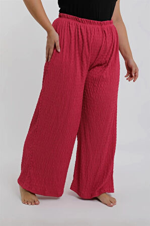 Giyim Kadın Büyük Beden Mercan Rengi Rahat Kesim Baggy Tek Alt