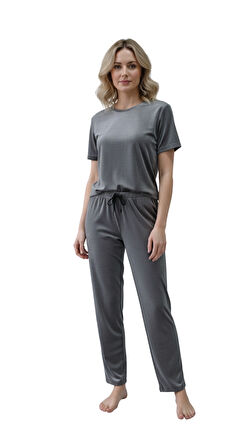 Kadife Kadın Tek Alt 9302 Fransız Kadife Açık Gri