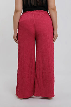 Giyim Kadın Büyük Beden Mercan Rengi Rahat Kesim Baggy Tek Alt