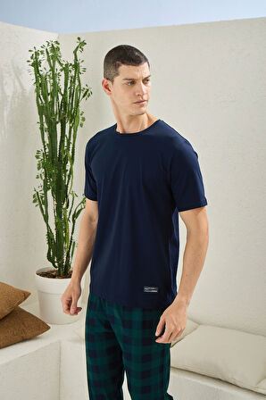 Kly Kısa Kollu Altı Kareli Capucina Rengi Yazlık Erkek Pijama Takımı