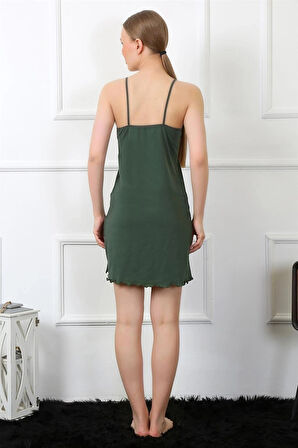 Giyim Kadın İp Askılı Yeşil Penye Gecelik