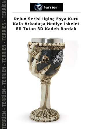 Delux Serisi İlginç Eşya Kuru Kafa Arkadaşa Hediye İskelet Eli Tutan 3D Kadeh Bardak