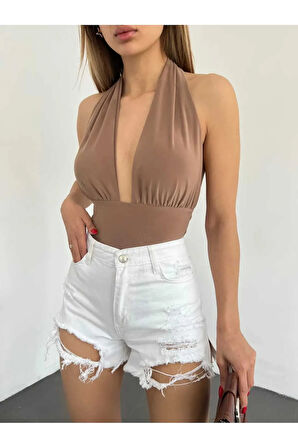 Lazer Yırtık Detaylı Mini Kadın Kot Denim Şort