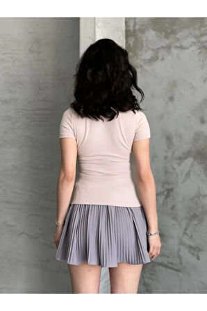 Al@ Kabartmalı Basic Bej Kadın T-Shirt Body