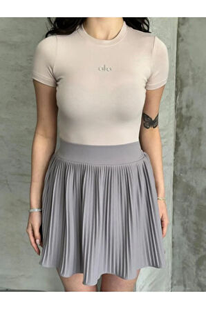 Al@ Kabartmalı Basic Bej Kadın T-Shirt Body