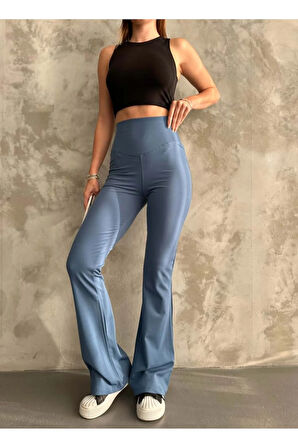 Kadın Tayt. İspanyol Paça, Yüksek Bel, Toparlayıcı, İç göstermez. Şardonlu Kışlık Tayt.