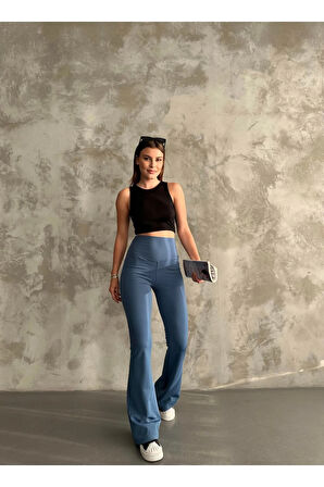 Kadın Tayt. İspanyol Paça, Yüksek Bel, Toparlayıcı, İç göstermez. Şardonlu Kışlık Tayt.