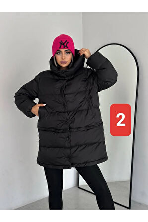 Kadın Şişme Mont Üç Boy Kullanılabilir.Fermuarlı.Kapüşonlu