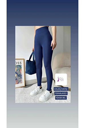 Kadın Tayt Şardonsuz Dalgıç Kumaş Yüksek Bel Toparlayıcı İç Göstermez Dar Kalıp Tayt