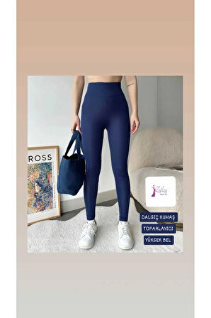 Kadın Tayt Şardonsuz Dalgıç Kumaş Yüksek Bel Toparlayıcı İç Göstermez Dar Kalıp Tayt