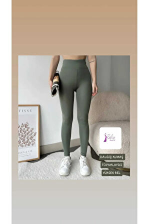 Kadın Tayt Şardonsuz Dalgıç Kumaş Yüksek Bel Toparlayıcı İç Göstermez Dar Kalıp Tayt