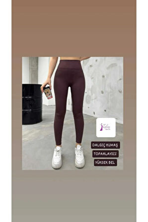 Kadın Tayt Şardonsuz Dalgıç Kumaş Yüksek Bel Toparlayıcı İç Göstermez Dar Kalıp Tayt