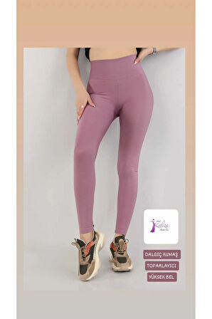 Kadın Tayt Şardonsuz Dalgıç Kumaş Yüksek Bel Toparlayıcı İç Göstermez Dar Kalıp Tayt