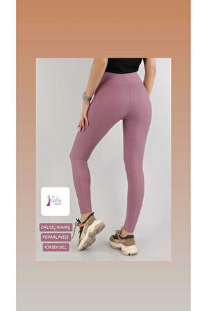 Kadın Tayt Şardonsuz Dalgıç Kumaş Yüksek Bel Toparlayıcı İç Göstermez Dar Kalıp Tayt