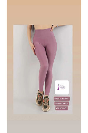 Kadın Tayt Şardonsuz Dalgıç Kumaş Yüksek Bel Toparlayıcı İç Göstermez Dar Kalıp Tayt