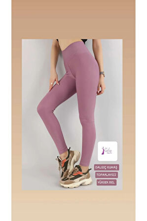 Kadın Tayt Şardonsuz Dalgıç Kumaş Yüksek Bel Toparlayıcı İç Göstermez Dar Kalıp Tayt