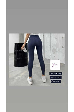 Kadın Tayt Şardonsuz Dalgıç Kumaş Yüksek Bel Toparlayıcı İç Göstermez Dar Kalıp Tayt