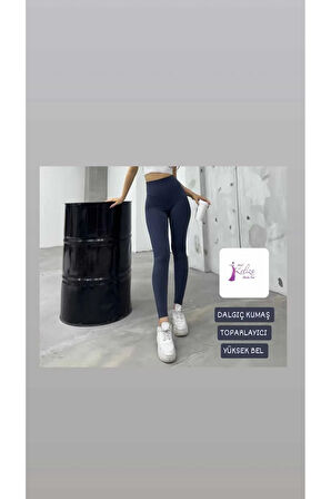 Kadın Tayt Şardonsuz Dalgıç Kumaş Yüksek Bel Toparlayıcı İç Göstermez Dar Kalıp Tayt