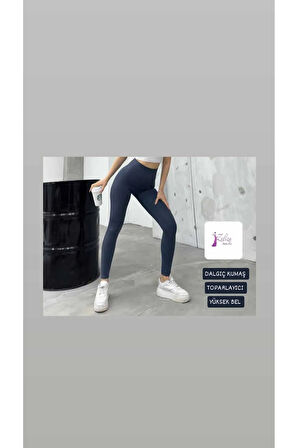 Kadın Tayt Şardonsuz Dalgıç Kumaş Yüksek Bel Toparlayıcı İç Göstermez Dar Kalıp Tayt