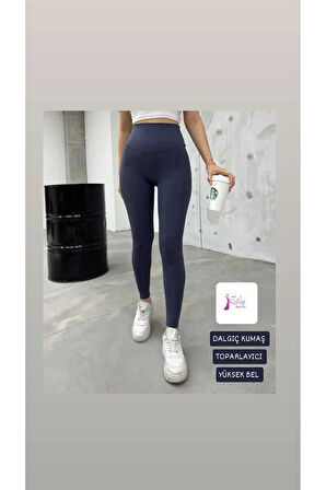 Kadın Tayt Şardonsuz Dalgıç Kumaş Yüksek Bel Toparlayıcı İç Göstermez Dar Kalıp Tayt