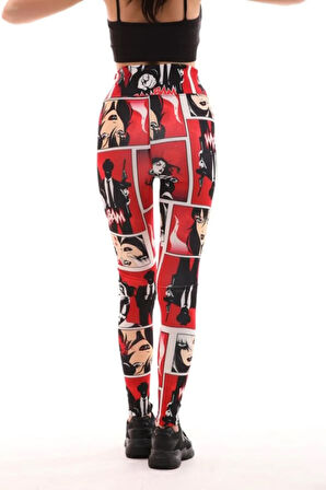 Desenli Yüksek Bel Toparlayıcı İç Göstermez Potluk Yapmaz. Kadın Sporcu Tayt