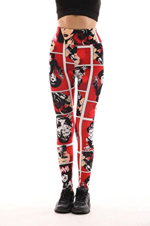 Desenli Yüksek Bel Toparlayıcı İç Göstermez Potluk Yapmaz. Kadın Sporcu Tayt