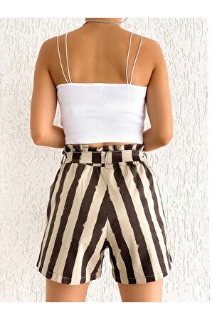 Beli Lastikli Büzgülü Cepli Kadın Şort
