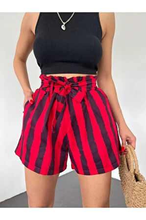 Beli Lastikli Büzgülü Cepli Kadın Şort