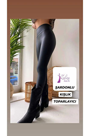 Yüksek Bel Toparlayıcı Özellik Iç Göstermez Pamuklu Şardonlu Çatlamayan Ithal Kumaş Kadın Deri Tayt