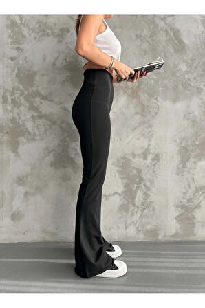 Kadın Tayt. İspanyol Paça, Yüksek Bel, Toparlayıcı, İç göstermez. Şardonlu Kışlık Tayt.