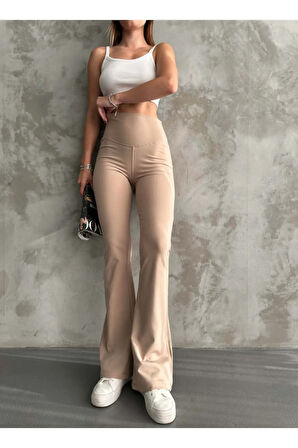 Kadın Tayt. İspanyol Paça, Yüksek Bel, Toparlayıcı, İç göstermez. Şardonlu Kışlık Tayt.