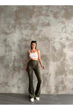 Kadın Tayt. İspanyol Paça, Yüksek Bel, Toparlayıcı, İç göstermez. Şardonlu Kışlık Tayt.