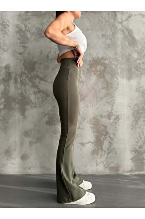 Kadın Tayt. İspanyol Paça, Yüksek Bel, Toparlayıcı, İç göstermez. Şardonlu Kışlık Tayt.