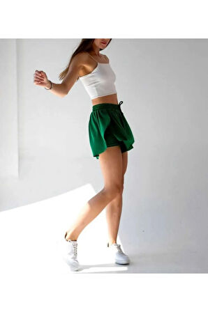 Bol Kesim Beli Latikli İçi Taytlı Spor Kadın Şort Etek.Tenis Etek