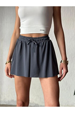 Bol Kesim Beli Latikli İçi Taytlı Spor Kadın Şort Etek.Tenis Etek